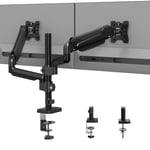 BONTEC Support Ecran PC 2 Ecran pour 13 à 32 Pouces, Bras Ecran PC 2 Ecran de 3-9kg par Bras, Réglable en Hauteur Bras Double avec Incline, Pivote et Tourne, VESA 75 et 100mm, Ressort à Gaz