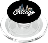 Chicago Skyline Architecture Plat profond rétro Pizza River PopSockets PopGrip pour MagSafe