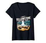 Womens Visit Yellowstone National Park Scenic Wildlife V-Neck T-Shirt