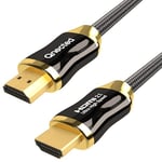 Qnected Câble HDMI 2.1 0.5m (0,5 mètre) | Ultra Haute Vitesse | 4K 120Hz & 144Hz, 8K 60Hz Ultra HD | 48 Gbps | eARC | Compatible PS5, Xbox Series X & S, Moniteur | Noir Charbon