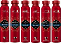 Old Spice Captain Deodorant Body Spray 250ml,Without Aluminium, Pack of 6