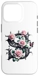 Coque pour iPhone 16 Pro Letter S Initial Floral Monogram Rose Pink Flower Butterfly