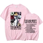 Taylor Swift The Eras Tour International Herr Dam Kortärmad T-shirt Rund Krage Tryckt Pink L