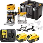 Dewalt DCW604NT 18V Brushless Router with Base 2 x 5Ah Batteries, Charger & Case