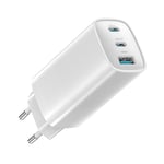 Chargeur USB C 67W, 3-Port GaN Compact PD Fast Charging Adaptateur Secteur, Chargeur Rapide pour MacBook Pro/Air, Dell XPS, Laptop, iPad Pro, Galaxy S23,Note 20/10+, iPhone 15/14/13/12Pro Max,Air-Pods