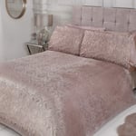 Sleepdown Paisley Floral Duvet Quilt Cover with Pillow Cases Luxury Shimmer Sparkle Velvet Bedding Set - Blush Pink - Double (200cm x 200cm)