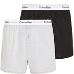 Calvin Klein - Men's Underwear Multipack - Slim Fit - Calvin Klein Boxers 2 Pack - Signature Waistband Elastic - 100% Cotton - Black/Grey - Size L