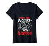 Womens Sambo Women Russian Wrestler Female Sambo Wrestling V-Neck T-Shirt