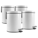 SOGA 4X Foot Pedal Stainless Steel Rubbish Recycling Garbage Waste Trash Bin Round 7L White - Kitchen Bins - RubbishBinRound7LWhiteX4