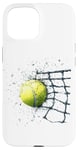 Coque pour iPhone 15 Balle de tennis dans le filet pour les joueurs de tennis