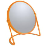 Spirella Miroir de Maquillage à Poser Miroir de beauté Miroir cosmétiques Double Face Miroir de courtoisie pivotant „Akira“ grossissement x5 - Orange Mat