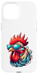 Coque pour iPhone 15 Lunettes de soleil rétro vintage en forme de coq