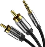 Câble RCA Jack Audio Cordon Jack 3.5mm vers 2 RCA Mâle Y Auxiliaire Audio Stéréo Câble, Compatible avec Autoradio, Home Cinéma, Haut-parleur, TV, Stéréo, Amplificateur, PC, Smartphone (5M)