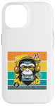 Coque pour iPhone 14 Singe casque musique cassette vintage urbain coloré