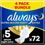 Always Ultra Sanitary Towels/Pads with Wings, Secure Night Extra Size 5, Ultra T