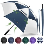 ZOMAKE Grand Parapluie Golf Homme Femme,100CM Parapluie Solide Résistant,Parapluie anti Tempete et Résistant pour 2 à 3 Personne(Blanc/Bleu)