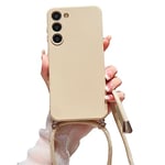 Alihtte Coque pour Samsung Galaxy S20 FE avec Cordon de Collier, Coque Mince Silicone TPU Bumper Etui Housse Cordon Réglable Téléphone Portable Lanyard Case pour Galaxy S20 FE Beige