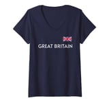 Womens GREAT BRITAIN UNITED KINGDOM FLAG GBR SPORTS ATHLETIC JERSEY V-Neck T-Shirt