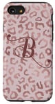 Coque pour iPhone SE (2020) / 7 / 8 Letter B Initial Leopard Rose Pink Cheetah Monogram