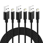 ilikable Lot de 3 Câble iPhone 2M Cable Chargeur iPhone Certifié MFi Câble Lightning avec Connecteur Résistant Charge Rapide Compatible avec iPhone 11/XS/8 Plus/7 Plus/6s/iPad Pro/Air/Airpods-Noir