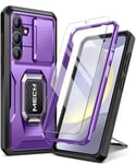 Tongate for Samsung Galaxy S24 Plus Case, with Tempered Glass Screen Protector, Full Body Protection Military Grade Shockproof S24+ Plus Phone Case with Slide Camera Cover & Ring Kickstand, Purple