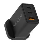 Magix 65W 3-Port Plug, USB C GaN Charger PD Power Delivery, 2x USB-C and 1x USB-A ports, compatible with MacBook Pro, Dell XPS, iPhone 15/14/13/12 Series, iPad, Galaxy S23 Ultra, and More (UK PLUG)