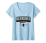 Womens Glenshee Scotland s Heartbeat Ski Trip V-Neck T-Shirt