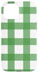 iPhone 15 Green White Checkered Plaid Flannel Gingham Pattern Checker Case