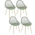 Lot de 4 chaises d'extérieur Malaga en polypropylène - Vert - Toilinux - Design - Adulte - Meuble de jardin
