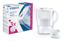 Brita Vattenfilterkanna - Marella Cool Memo Filterkanna, Kapacitet 2,4 Liter, 3X Maxtra Pro-Filter, Vit (1052791)