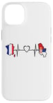 Coque pour iPhone 14 Plus France Serbie Heartbeat Drapeau Français Serbie