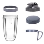 Blender Cup, Replacement Cups for NutriBullet with Flip Top to-Go Lids Handle Flat Cover and Lip Ring, Compatible with Nutribullet 600W 900W Blender Juicer (24oz)