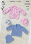 Baby Hat,Jacket and Blanket in King Cole Cottonsoft DK - 3928