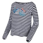 Regatta T- Shirt Junior Fille rayé à Manches Longues 100% Coton Carmella avec imprimé Polos/Vests Mixte Enfant, Navy Strip, FR : S (Taille Fabricant : 3-4)