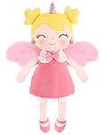 GAGAKU Poupée Licorne Peluche 43cm Ange Gardien Licorne Bébé Fille Cadeau de Baptême avec Ailes Poupée Porte-Bonheur en Peluche pour Enfants 1-5 Ans - Ange Rose