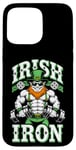 Coque pour iPhone 15 Pro Max Irlandais Iron Funny St Patrick Day Leprechaun Gym Fitness