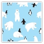 2 x Square Stickers 7.5 cm - Blue Polar Bear Penguin Winter Ice  #44385