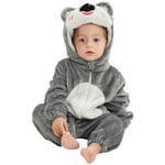 HAHASHOW BéBé d'hiver Grenouillères Combinaison Unisexe Animal Mignon Flanelle Barboteuses Manteau à Capuche Enfants Pyjama Jumpsuit pour Garçon et Fille 12-18 Mois, Koala