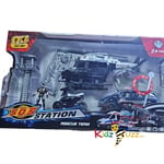 Fire Rescue Team Black Set, SOS Station, Road Accessories, Road Sign Kids Toy