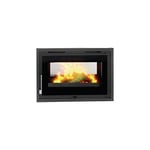 Insert à bois raccordable double face ventilé - firematic Sina 12.6 kW Foyer en vermiculite - Porte fonte - avec vitre sérigraphiée noire