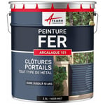 Arcane Industries - Peinture métal et fer pour portail, grille, garde-corps : arcalaque 101 - 2.5 l Noir Mat - ral 9005