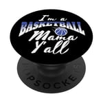 Southern Moms Cadeau de basket-ball fantaisie pour femme Bleu et blanc PopSockets PopGrip Adhésif