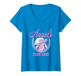 Womens Disney Lilo & Stitch Angel's Charm School Demure College V-Neck T-Shirt