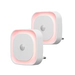 YUNLEX 2 Pcs Veilleuse Prise Électrique avec Détecteur de Mouvement, 3 modes de capteur, Luminosité réglable, pour les enfants, salle de bains, chambre à coucher, couloir, cuisine, Rouge