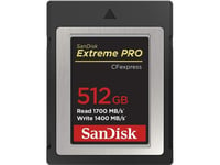 SanDisk SDCFE-512G-GN4NN, 512 GB, CFexpress, 1700 MB/s, 1400 MB/s, lajittelu