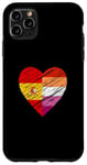 Coque pour iPhone 11 Pro Max Drapeau LGBTQ Espagne Lesbienne Pride Cœur Amour LGBTQIA