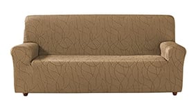 Zebra Textil Estoralis | Alexia | Housse de canapé au Design Moderne | Tissu élastique Beige | pour canapé 3 Places de 170 à 220 cm. | Protecteur de canapé | Adaptable à Tous Types de canapés