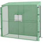 Serre de jardin adossée serre adossée dim. 2L x 0,8l x 2H m 2 portes zippées fenêtre acier pe haute densité vert