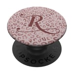 Letter R Initial Leopard Rose Pink Cheetah Monogram PopSockets PopGrip Adhésif