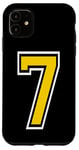 Coque pour iPhone 11 Numéro 7 en jaune, noir, blanc, version de poche